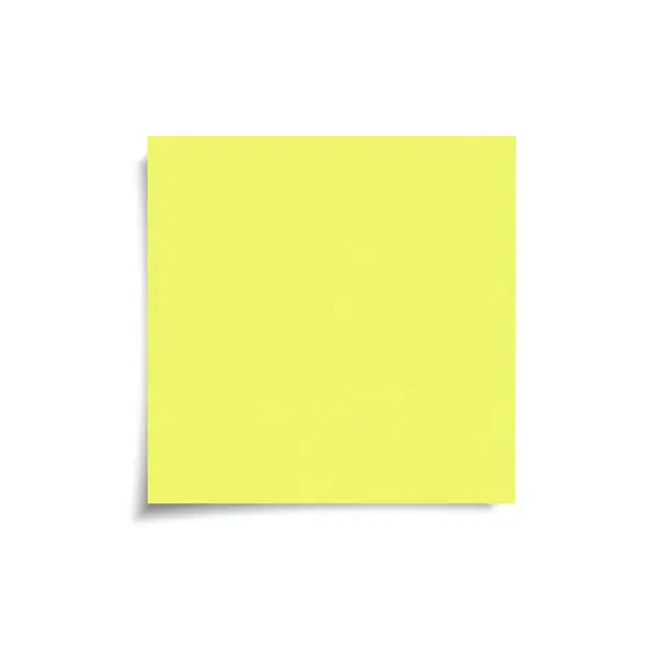 Yellow Sticky Note Shadow Isolated White Background Front View Adhesive — Stock Photo, Image