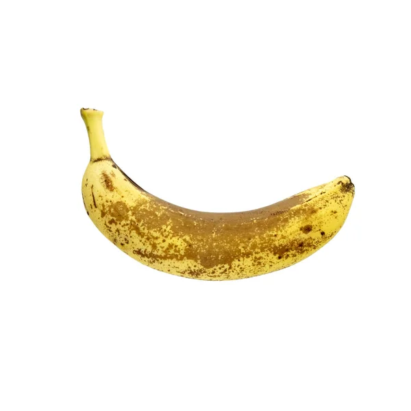 旧的腐烂香蕉 白色背景隔离 侧观果实 图库图片