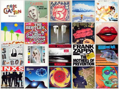 Vilnius, Litvanya - 01 Eylül 2024: Eski klasik rock ve pop müzik LP albüm kapakları tasarımı, vinil müzik koleksiyonu