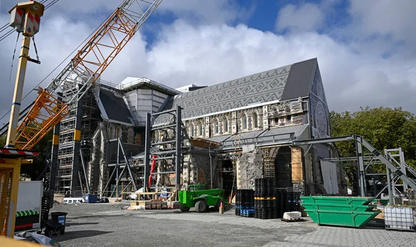Tremblement Terre Dans Cathédrale Christchurch Réparations Cours Pâques Canterbury Nouvelle — Photo