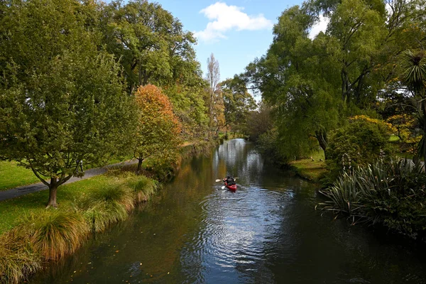 Christchurch New Zealand April 2023 People Boating Avon River Autumn — Stock Photo, Image