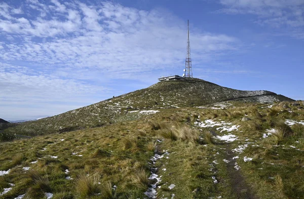 Torre Comunicações Pão Açúcar Topo Inverno Canterbury Port Hills — Fotografia de Stock