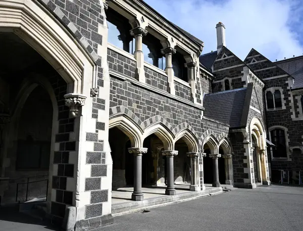 Edifício Great Hall Totalmente Restaurado Centro Artes Christchurch Nova Zelândia — Fotografia de Stock