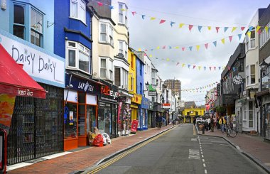 Brighton, United Kingdom - May 26, 2025; The colourful and funky North Laines, Brighton, UK