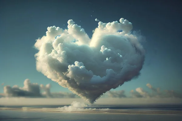 Hearts Shape Cloud Blue Sky ストック写真