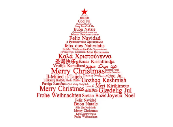 Christmas Tree Shape Wishes Isolated White Greeting Card Text Many Royalty Free Stock Photos