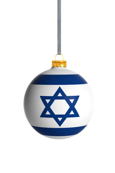 Izrael Vlajka Vánoční Míč Izolované Bílém Pozadí Royalty Free Stock Obrázky