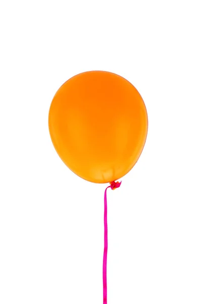 Orange Balloon Ribbon Flying Isolated White Background Stock Picture