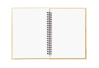 Beyaz arka plan üzerinde izole boş açık defter, 