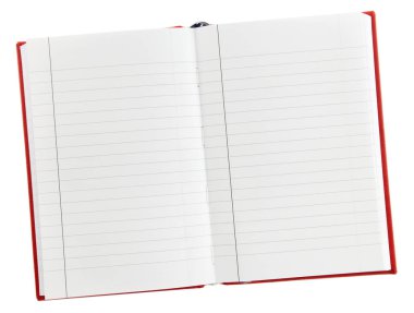 Beyaz arka plan üzerinde izole boş açık defter, 