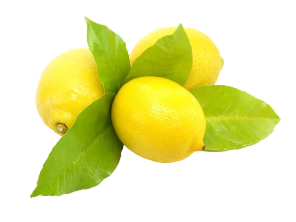 Лимони Зеленим Листям Ізольовані Прозорому Фоні — стокове фото