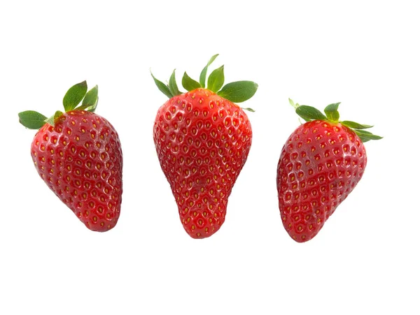Φράουλες Απομονωμένες Λευκό Διαφανές Φόντο Royalty Free Εικόνες Αρχείου