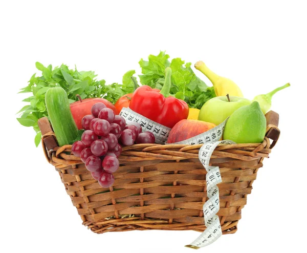 Fresh Vegetables Basket Isolated White Transparent Background — Stock Photo, Image