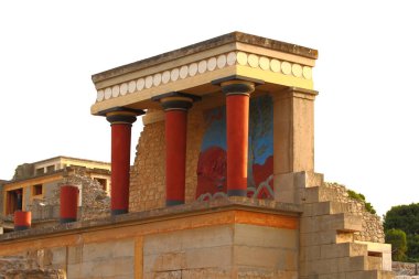 Knossos sarayı arkeoloji sahası Girit Yunanistan beyaz şeffaf arka planda izole