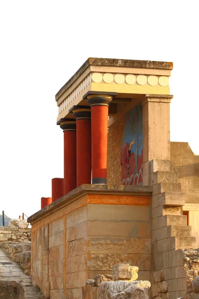 Кносский Дворец Археологическое Место Крит Греция Изолированы Белом Прозрачном Фоне Стоковое Изображение