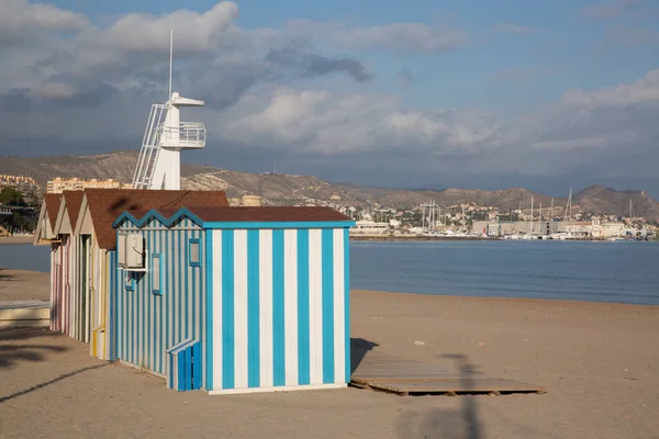 Strandhytter Campello Alicante Spania – stockfoto
