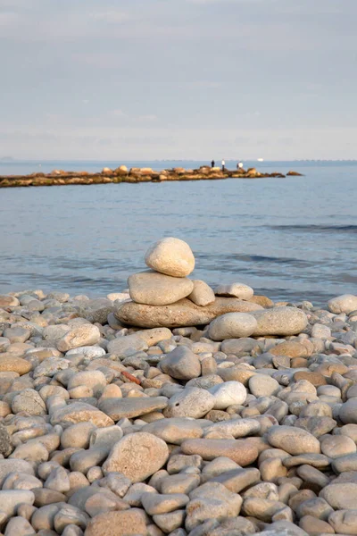 Stone Stack Beach Campello Alicante Spain — стокове фото