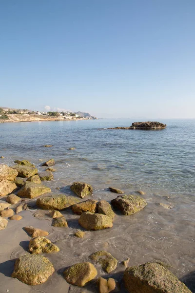 Kilátás Rock Almadrava Beach Campello Alicante Spanyolország — Stock Fotó