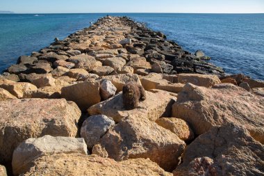 İspanyol Su Köpeği Rock Breakwater, El Campello, Alicante; İspanya;
