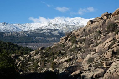 Snow and Clouds, Pedriza National Park, Manzanares, Madrid, Spain clipart