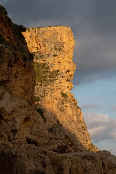 Detailansicht Der Klippe Strand Von Moraig Cove Alicante Spanien — Stockfoto
