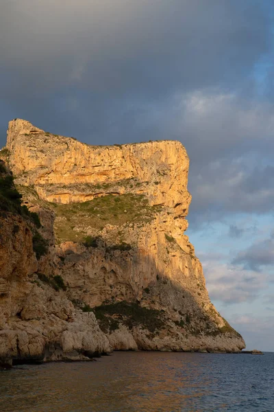 Zicht Cliff Bij Moraig Cove Beach Alicante Spanje — Stockfoto