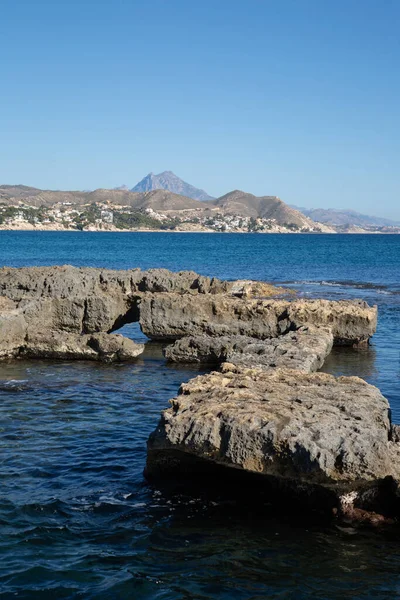 Rocas Mar Isla Costa Banyets Campello Alicante España —  Fotos de Stock