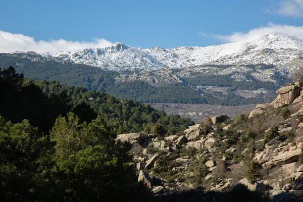 Snowy Peaks Pedriza Park Manzanares Madrid Španělsko — Stock fotografie