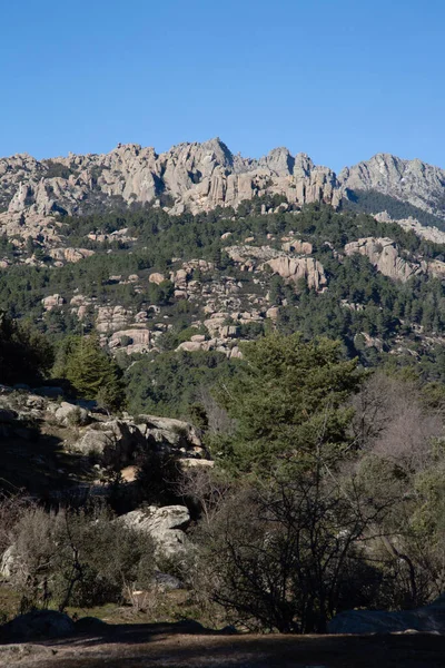 Pedriza Ulusal Parkı Nda Rocky Tepeleri Sahnesi Manzanares Madrid Spanya — Stok fotoğraf