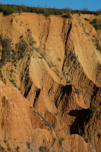 西班牙瓜达拉哈拉Valdepenas Sierra Carcavas的Clifface详情 图库照片