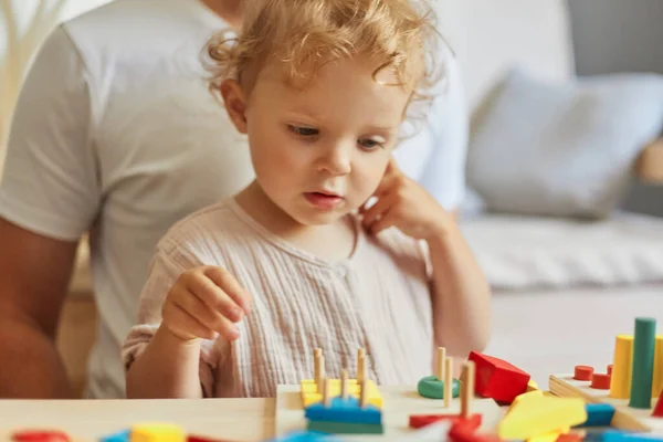 Creative Child Playful Learning Beautiful Wooden Toys Fun Kindergarten Room — Stock Photo, Image