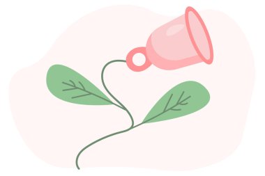 Çiçek gibi aybaşı bardağı. Kritik günlerde kadınlar için çevre koruması. Regl teması, kadın hijyen ürünleri üzerine resim