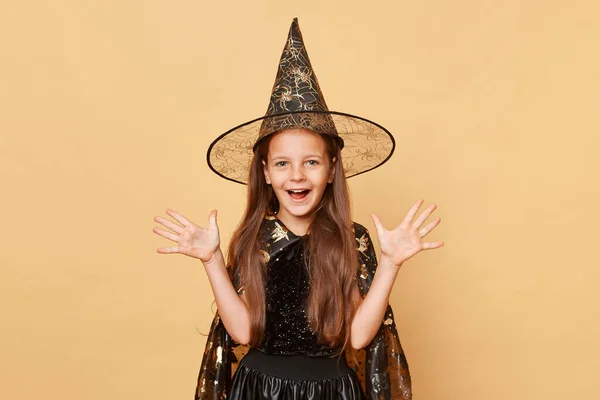Magia Halloween Tradición Mágica Hechicero Encantado Fantasía Octubre Alegre Niña —  Fotos de Stock