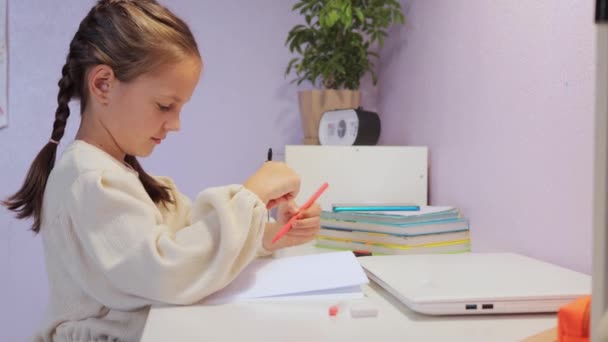 Slimme Leerling Basisonderwijs Maak Klaar Voor School Leren Onderwijsprobleem Klein — Stockvideo