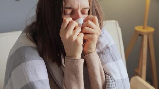 Tratamento Saúde Durante Surto Coronavírus Lidando Com Infecção Doença Mulher — Vídeo de Stock