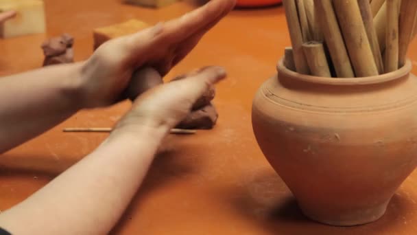 Travail Artisan Produit Céramique Artisanat Poterie Sculpture Artisanale Mise Forme — Video