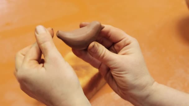 Handmade Ceramic Products Artistic Pottery Shaping Skilled Ceramist Handiwork Unrecognizable — Stock Video