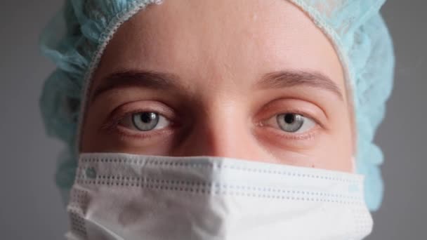 Ocupação Emergência Proteção Máscara Facial Médica Serviços Laboratório Cuidados Close — Vídeo de Stock