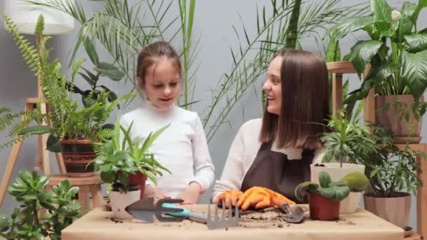 Jardinage Familial Ensemble Verdure Dans Vie Famille Femme Adulte Enseignant — Video