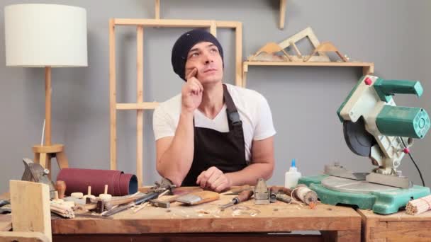 Timmerman Vreugde Elk Detail Passie Van Houtbewerker Duidelijk Creatieve Handen — Stockvideo