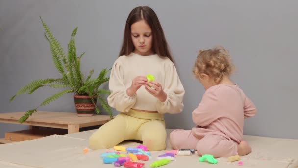 Vzdělávací Řemesla Vytváření Pomocí Nástrojů Čas Formování Rodiny Vynalézavá Hra — Stock video