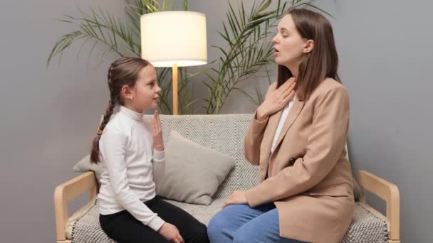 Guru Untuk Perbaikan Bicara Terapis Pidato Profesional Pendidikan Bahasa Anak — Stok Video