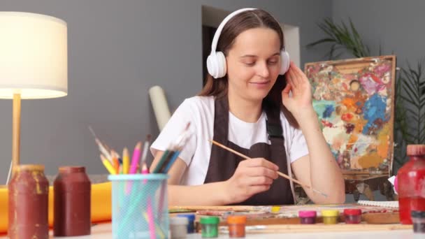 Oficina Hobby Criativo Estúdio Imaginativo Artista Artesanato Criatividade Artista Feminina — Vídeo de Stock