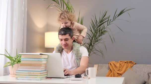 Fatherhood Freelance Parenthood Online Education Remote Job Family Time Caucasian — Stock Video