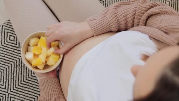 Ovoce Štěstí Těhotenství Matčina Volba Ekologického Ovoce Pečlivá Výživa Během — Stock video