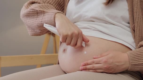 Opieka Nad Mamą Czasie Ciąży Zdrowa Skóra Dla Przyszłej Mamy — Wideo stockowe