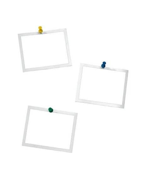 Instant Frames Hang Wall Colored Pins Isolated White Clipping Path — Stock Photo, Image