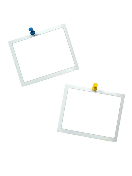 Instant Frames Hang Wall Colored Pins Isolated White Clipping Path — Stock Photo, Image
