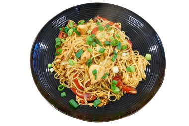 Tayland Pad 'lı seramik kase. Kırpma yolu ile beyaza izole edilmiş.