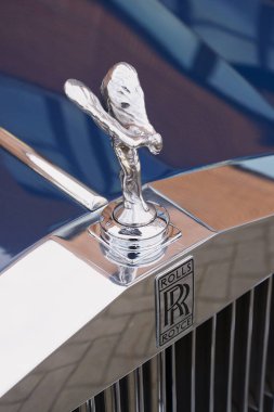 Brussels, Belgium -07 January 2023: Rolls Royce with famous winged emblem mascot on january 07, 2023 in Brussels, Belgium